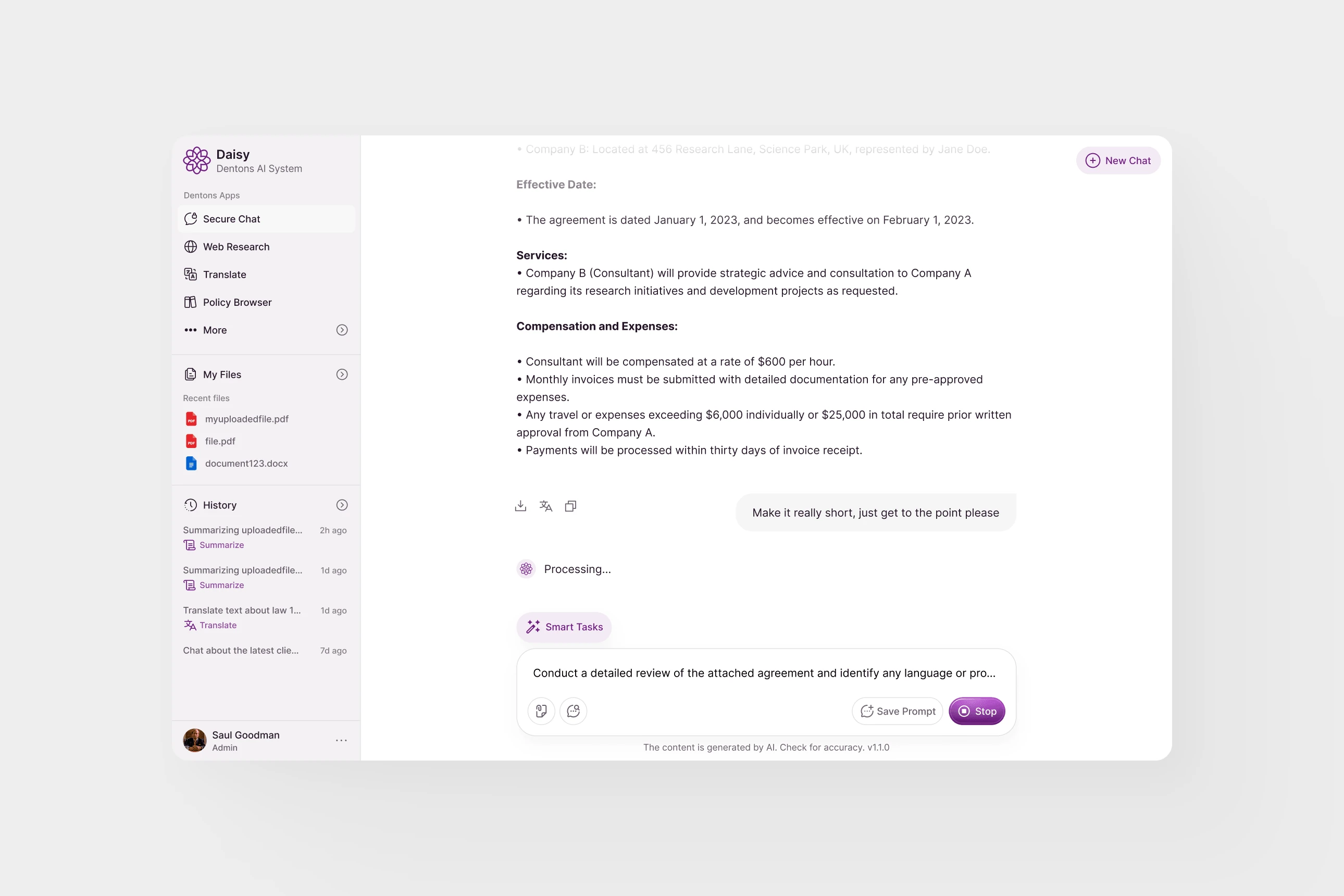 Dentons Project Screenshot